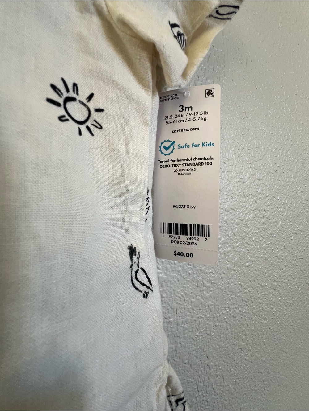 Carter's Cream & Black 3 Piece Set with Beach Prints - Picture 6 of 6